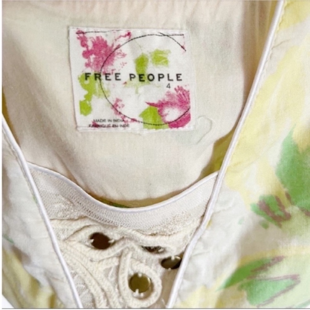 Free People dress yellow green floral vintage mini - Picture 7 of 9